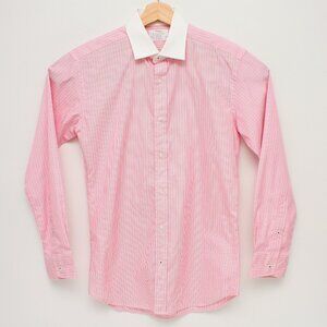 TM Lewin Limited Edition Long Sleeve Dress Shirt Pink Pinstripes 15.5 Slim Fit